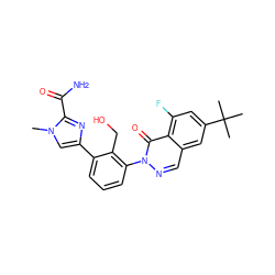 Cn1cc(-c2cccc(-n3ncc4cc(C(C)(C)C)cc(F)c4c3=O)c2CO)nc1C(N)=O ZINC000143553594