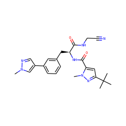 Cn1cc(-c2cccc(C[C@H](NC(=O)c3cc(C(C)(C)C)nn3C)C(=O)NCC#N)c2)cn1 ZINC000043120206