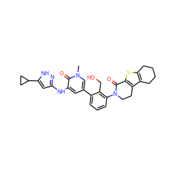 Cn1cc(-c2cccc(N3CCc4c(sc5c4CCCC5)C3=O)c2CO)cc(Nc2cc(C3CC3)[nH]n2)c1=O ZINC000116053968