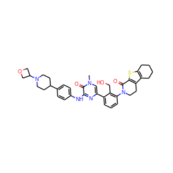 Cn1cc(-c2cccc(N3CCc4c(sc5c4CCCC5)C3=O)c2CO)nc(Nc2ccc(C3CCN(C4COC4)CC3)cc2)c1=O ZINC000164282451