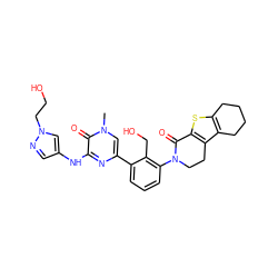 Cn1cc(-c2cccc(N3CCc4c(sc5c4CCCC5)C3=O)c2CO)nc(Nc2cnn(CCO)c2)c1=O ZINC000113252677