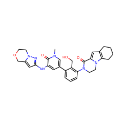 Cn1cc(-c2cccc(N3CCn4c(cc5c4CCCC5)C3=O)c2CO)cc(Nc2cc3n(n2)CCOC3)c1=O ZINC000116053673