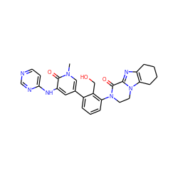 Cn1cc(-c2cccc(N3CCn4c(nc5c4CCCC5)C3=O)c2CO)cc(Nc2ccncn2)c1=O ZINC000116055512