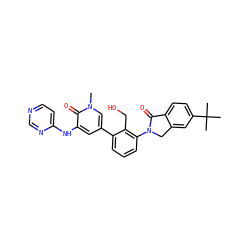 Cn1cc(-c2cccc(N3Cc4cc(C(C)(C)C)ccc4C3=O)c2CO)cc(Nc2ccncn2)c1=O ZINC000113408341