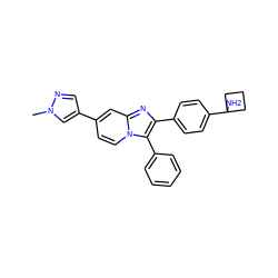 Cn1cc(-c2ccn3c(-c4ccccc4)c(-c4ccc(C5(N)CCC5)cc4)nc3c2)cn1 ZINC000168705599