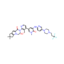 Cn1cc(-c2ccnc(N3CCn4c(cc5c4CC(C)(C)C5)C3=O)c2CO)cc(Nc2ccc(N3CCN(CCC(F)(F)F)CC3)cn2)c1=O ZINC001772640541