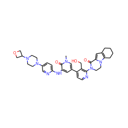 Cn1cc(-c2ccnc(N3CCn4c(cc5c4CCCC5)C3=O)c2CO)cc(Nc2ccc(N3CCN(C4COC4)CC3)cn2)c1=O ZINC000205523834