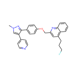 Cn1cc(-c2ccncc2)c(-c2ccc(OCc3cc(CCCF)c4ccccc4n3)cc2)n1 ZINC000473150996