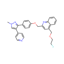 Cn1cc(-c2ccncc2)c(-c2ccc(OCc3cc(COCCF)c4ccccc4n3)cc2)n1 ZINC000473151852