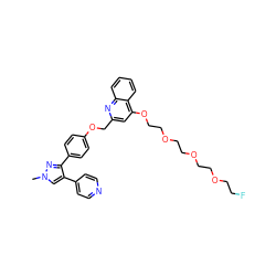 Cn1cc(-c2ccncc2)c(-c2ccc(OCc3cc(OCCOCCOCCOCCF)c4ccccc4n3)cc2)n1 ZINC000473152457