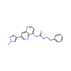 Cn1cc(-c2cnc3c(NC(=O)NCCc4ccccc4)ccnc3c2)cn1 ZINC000117566235