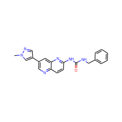 Cn1cc(-c2cnc3ccc(NC(=O)NCc4ccccc4)nc3c2)cn1 ZINC000117569192