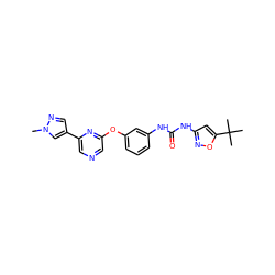 Cn1cc(-c2cncc(Oc3cccc(NC(=O)Nc4cc(C(C)(C)C)on4)c3)n2)cn1 ZINC000473083940