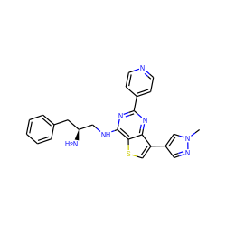 Cn1cc(-c2csc3c(NC[C@@H](N)Cc4ccccc4)nc(-c4ccncc4)nc23)cn1 ZINC000223683027