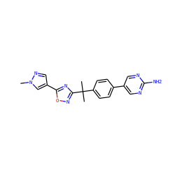 Cn1cc(-c2nc(C(C)(C)c3ccc(-c4cnc(N)nc4)cc3)no2)cn1 ZINC000204648113