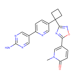 Cn1cc(-c2nc(C3(c4ccc(-c5cnc(N)nc5)nc4)CCC3)no2)ccc1=O ZINC000096175429