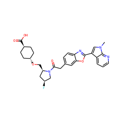 Cn1cc(-c2nc3ccc(CC(=O)N4C[C@@H](F)C[C@H]4CO[C@H]4CC[C@H](C(=O)O)CC4)cc3o2)c2cccnc21 ZINC000254194058