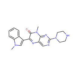 Cn1cc(-c2nc3cnc(N4CCNCC4)nc3n(C)c2=O)c2ccccc21 ZINC000004238953