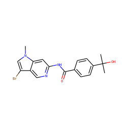 Cn1cc(Br)c2cnc(NC(=O)c3ccc(C(C)(C)O)cc3)cc21 ZINC000145263859