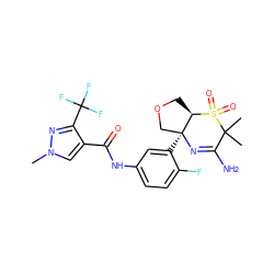 Cn1cc(C(=O)Nc2ccc(F)c([C@]34COC[C@H]3S(=O)(=O)C(C)(C)C(N)=N4)c2)c(C(F)(F)F)n1 ZINC000217082760