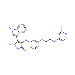 Cn1cc(C2=C(Nc3cccc(OCCNc4ccnc(F)c4)c3)C(=O)NC2=O)c2ccccc21 ZINC000103271387