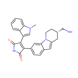 Cn1cc(C2=C(c3ccc4cc5n(c4c3)CC[C@H](CN)C5)C(=O)NC2=O)c2ccccc21 ZINC000029056800