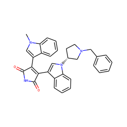 Cn1cc(C2=C(c3cn([C@@H]4CCN(Cc5ccccc5)C4)c4ccccc34)C(=O)NC2=O)c2ccccc21 ZINC000013489986