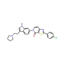Cn1cc(CCN2CCCC2)c2ccc(-n3ccc4nc(-c5ccc(Cl)cc5)sc4c3=O)cc21 ZINC000040894839
