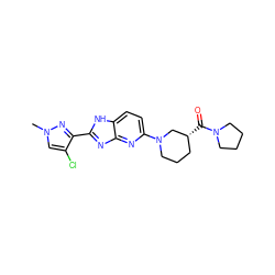 Cn1cc(Cl)c(-c2nc3nc(N4CCC[C@@H](C(=O)N5CCCC5)C4)ccc3[nH]2)n1 ZINC001772625989