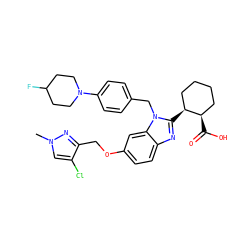 Cn1cc(Cl)c(COc2ccc3nc([C@H]4CCCC[C@H]4C(=O)O)n(Cc4ccc(N5CCC(F)CC5)cc4)c3c2)n1 ZINC000218330000
