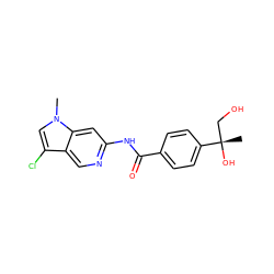 Cn1cc(Cl)c2cnc(NC(=O)c3ccc([C@@](C)(O)CO)cc3)cc21 ZINC000145256201