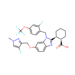 Cn1cc(F)c(COc2ccc3nc([C@H]4CCCC[C@H]4C(=O)O)n(Cc4ccc(OC(F)(F)F)cc4F)c3c2)n1 ZINC000218329788