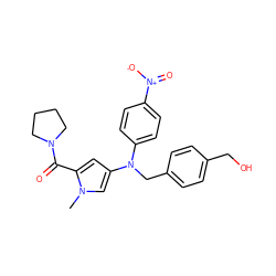 Cn1cc(N(Cc2ccc(CO)cc2)c2ccc([N+](=O)[O-])cc2)cc1C(=O)N1CCCC1 ZINC000040933232