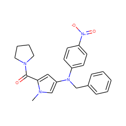 Cn1cc(N(Cc2ccccc2)c2ccc([N+](=O)[O-])cc2)cc1C(=O)N1CCCC1 ZINC000040935185