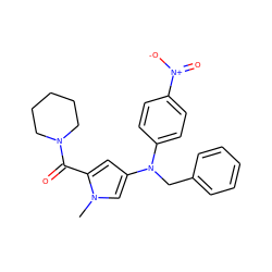 Cn1cc(N(Cc2ccccc2)c2ccc([N+](=O)[O-])cc2)cc1C(=O)N1CCCCC1 ZINC000040412128