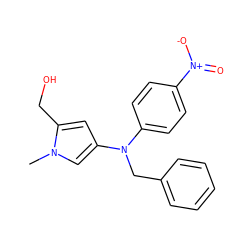 Cn1cc(N(Cc2ccccc2)c2ccc([N+](=O)[O-])cc2)cc1CO ZINC000040411803