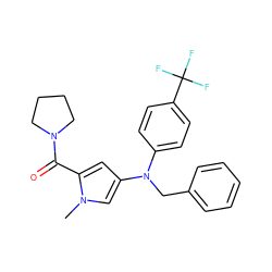 Cn1cc(N(Cc2ccccc2)c2ccc(C(F)(F)F)cc2)cc1C(=O)N1CCCC1 ZINC000040413849