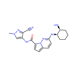 Cn1cc(NC(=O)c2ccc3ccc(N[C@@H]4CCCC[C@@H]4N)nn23)c(C#N)n1 ZINC000473154914