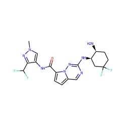 Cn1cc(NC(=O)c2ccc3cnc(N[C@@H]4CC(F)(F)CC[C@@H]4N)nn23)c(C(F)F)n1 ZINC000473154557