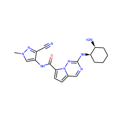 Cn1cc(NC(=O)c2ccc3cnc(N[C@@H]4CCCC[C@@H]4N)nn23)c(C#N)n1 ZINC000473154466