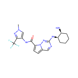 Cn1cc(NC(=O)c2ccc3cnc(N[C@@H]4CCCC[C@@H]4N)nn23)c(C(F)(F)F)n1 ZINC000473170056