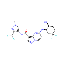 Cn1cc(NC(=O)c2cnn3ccc(N[C@@H]4CC(F)(F)CC[C@@H]4N)nc23)c(C(F)F)n1 ZINC000473168077