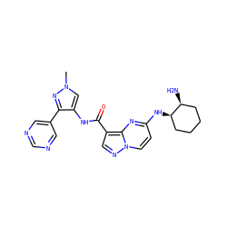 Cn1cc(NC(=O)c2cnn3ccc(N[C@@H]4CCCC[C@@H]4N)nc23)c(-c2cncnc2)n1 ZINC000473108541