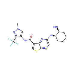 Cn1cc(NC(=O)c2csc3ncc(N[C@@H]4CCCC[C@@H]4N)nc23)c(C(F)(F)F)n1 ZINC000473171796