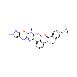 Cn1cc(Nc2nc(-c3cccc(N4CCc5cc(C6CC6)ccc5C4=O)c3CO)cn(C)c2=O)cn1 ZINC000068196850