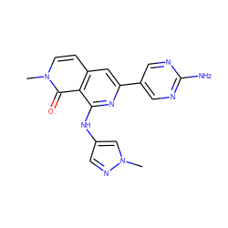 Cn1cc(Nc2nc(-c3cnc(N)nc3)cc3ccn(C)c(=O)c23)cn1 ZINC000096174460