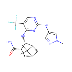 Cn1cc(Nc2ncc(C(F)(F)F)c(N[C@H]3[C@@H](C(N)=O)C[C@H]4C[C@@H]3C4(C)C)n2)cn1 ZINC000084688710