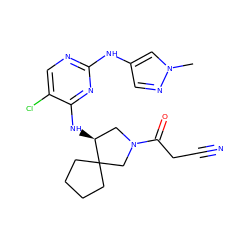 Cn1cc(Nc2ncc(Cl)c(N[C@H]3CN(C(=O)CC#N)CC34CCCC4)n2)cn1 ZINC001772624576