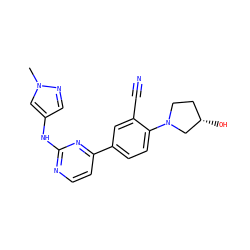 Cn1cc(Nc2nccc(-c3ccc(N4CC[C@H](O)C4)c(C#N)c3)n2)cn1 ZINC000113883596