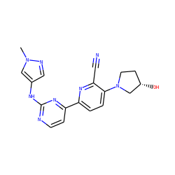 Cn1cc(Nc2nccc(-c3ccc(N4CC[C@H](O)C4)c(C#N)n3)n2)cn1 ZINC000222168156